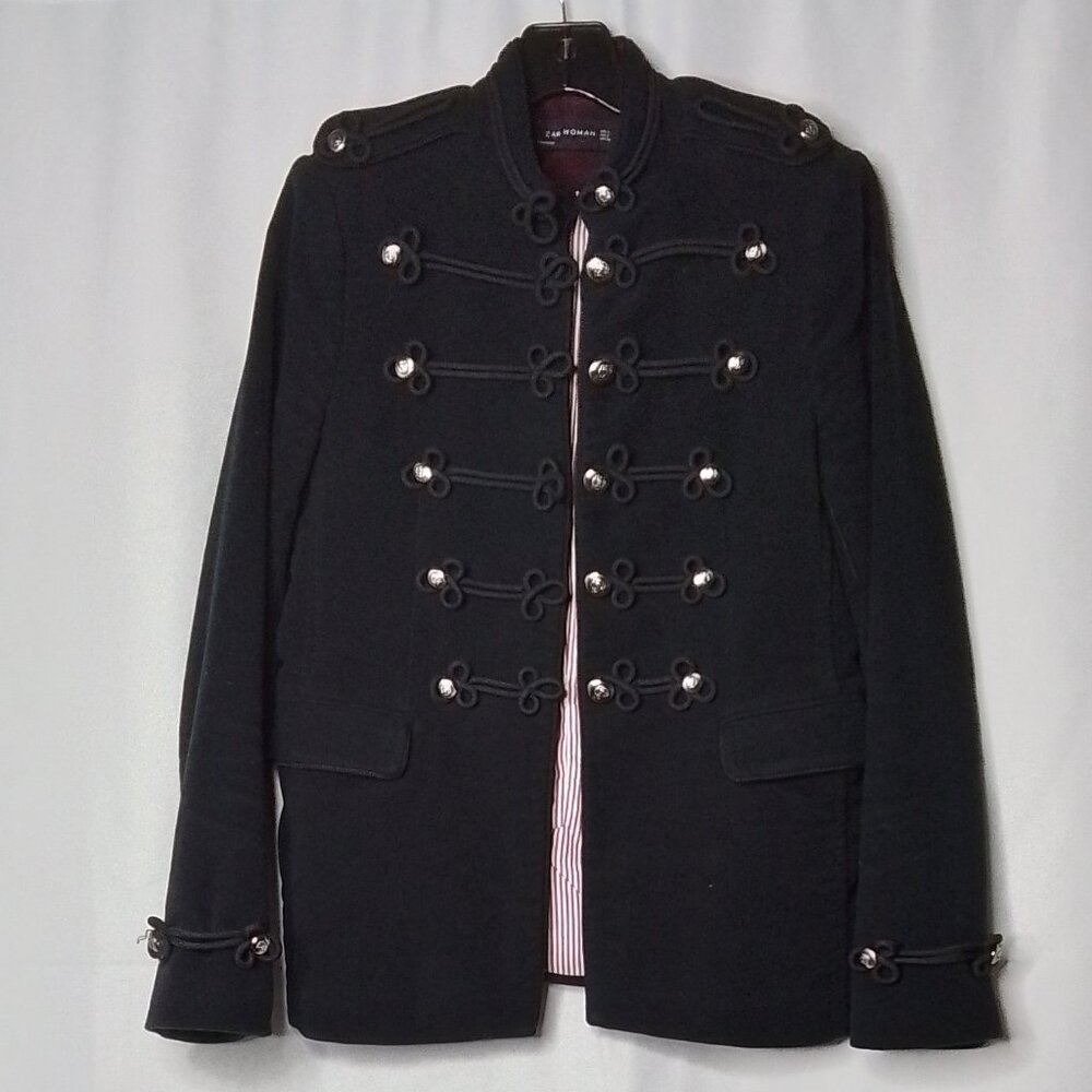 ZARA WOMAN BLACK MILITARY MOLESKIN TOGGLE JACKET SIZE S